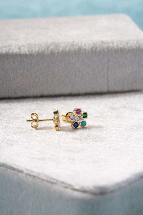 Heliophilia Silver Pendientes de Plata de Ley con Recubrimiento de Oro